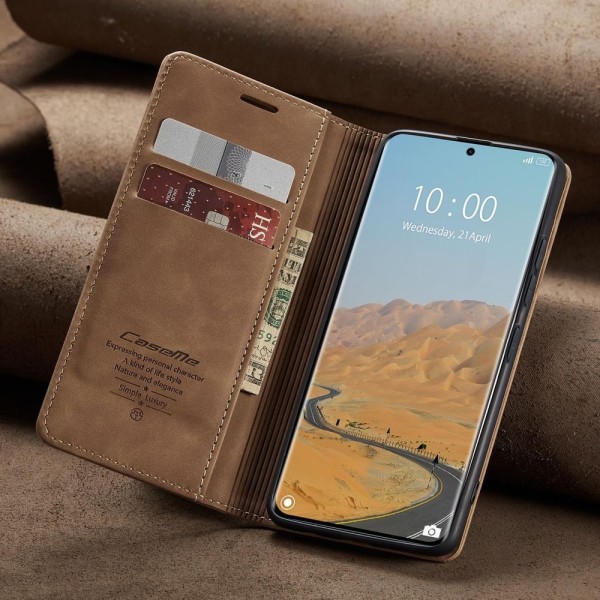 Чохол-книжка CaseMe Нубук для Xiaomi Redmi Note 14 Pro+ 5G світло-коричневий