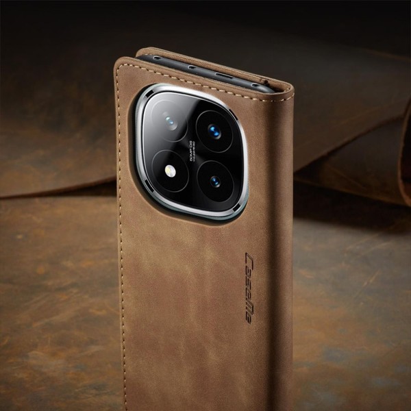 Чохол-книжка CaseMe Нубук для Xiaomi Redmi Note 14 Pro+ 5G світло-коричневий