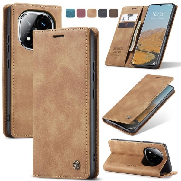 Чохол-книжка CaseMe Нубук для Xiaomi Redmi Note 14 Pro+ 5G світло-коричневий