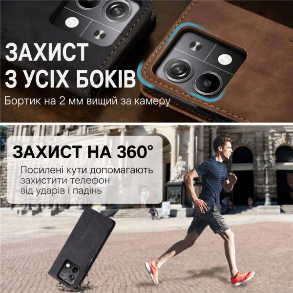Чохол-книжка CaseMe Нубук для Xiaomi Redmi Note 14s чорний