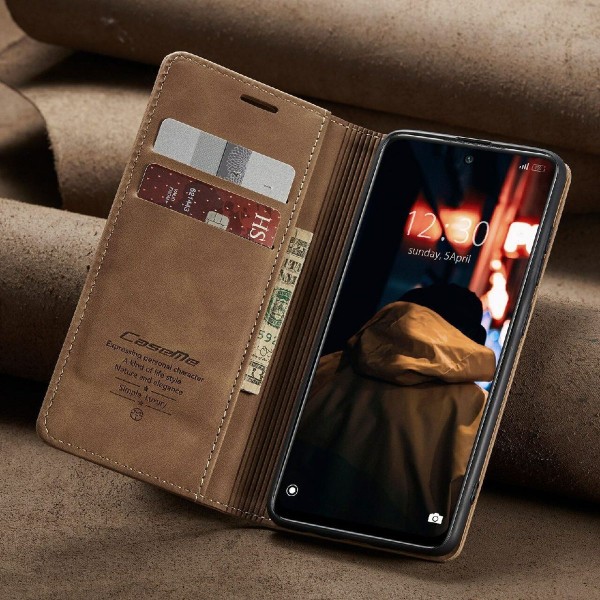 Чохол-книжка CaseMe Нубук для Xiaomi Redmi Note 14s світло-коричневий