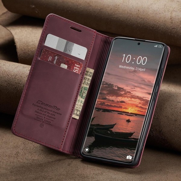 Чохол-книжка CaseMe Нубук для Xiaomi Redmi Note 15 4G бордовий