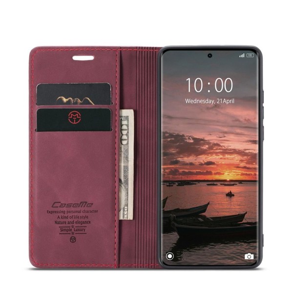 Чохол-книжка CaseMe Нубук для Xiaomi Redmi Note 15 4G бордовий