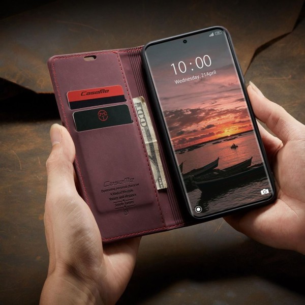 Чохол-книжка CaseMe Нубук для Xiaomi Redmi Note 15 4G бордовий
