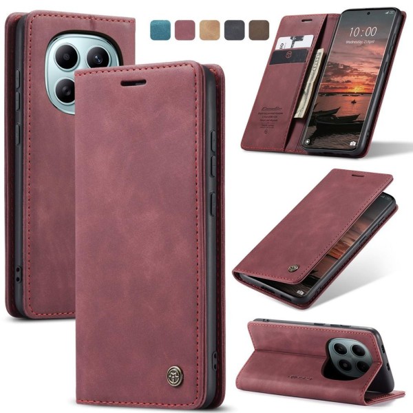 Чохол-книжка CaseMe Нубук для Xiaomi Redmi Note 15 4G бордовий