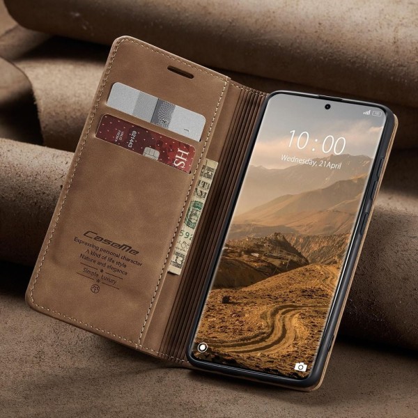 Чохол-книжка CaseMe Нубук для Xiaomi Redmi Note 15 4G світло-коричневий