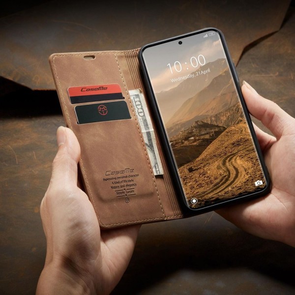 Чохол-книжка CaseMe Нубук для Xiaomi Redmi Note 15 4G світло-коричневий