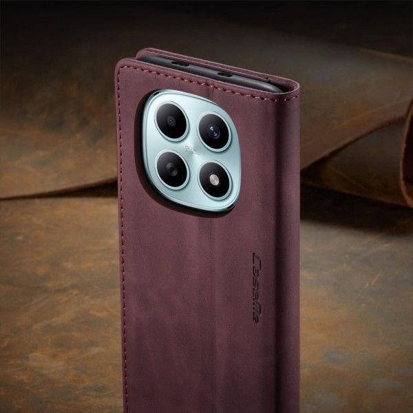 Чохол-книжка CaseMe Нубук для Xiaomi Redmi Note 15 5G бордовий