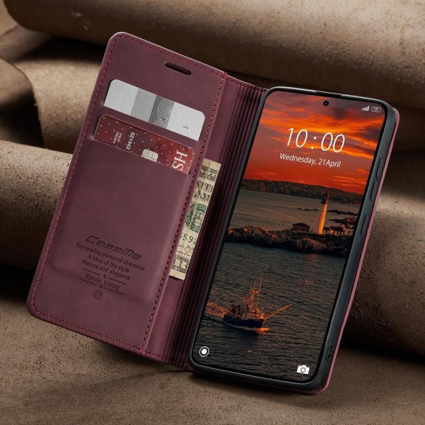 Чохол-книжка CaseMe Нубук для Xiaomi Redmi Note 15 Pro 4G бордовий