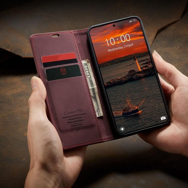 Чохол-книжка CaseMe Нубук для Xiaomi Redmi Note 15 Pro 4G бордовий