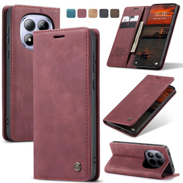 Чохол-книжка CaseMe Нубук для Xiaomi Redmi Note 15 Pro 4G бордовий