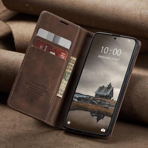 Чохол-книжка CaseMe Нубук для Xiaomi Redmi Note 15 Pro 4G темно-коричневий