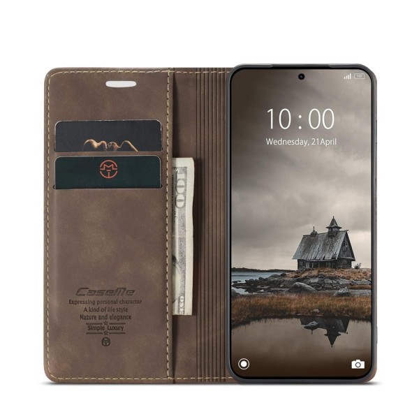 Чохол-книжка CaseMe Нубук для Xiaomi Redmi Note 15 Pro 4G темно-коричневий