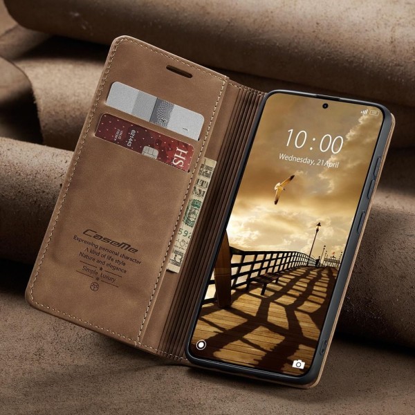Чохол-книжка CaseMe Нубук для Xiaomi Redmi Note 15 Pro 4G світло-коричневий