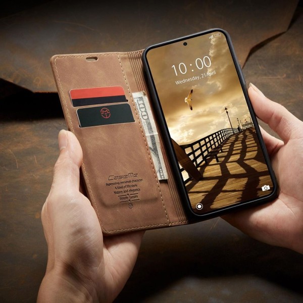 Чохол-книжка CaseMe Нубук для Xiaomi Redmi Note 15 Pro 4G світло-коричневий