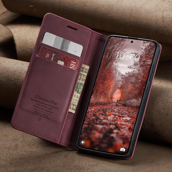 Чохол-книжка CaseMe Нубук для Xiaomi Redmi Note 15 Pro 5G бордовий