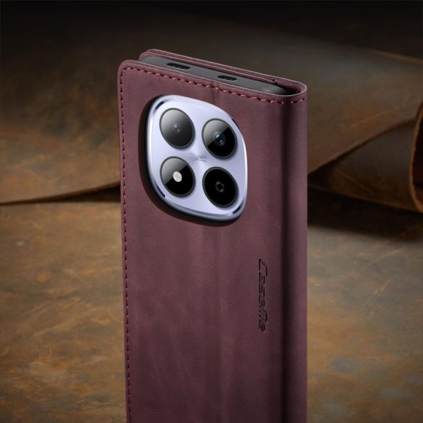 Чохол-книжка CaseMe Нубук для Xiaomi Redmi Note 15 Pro 5G бордовий