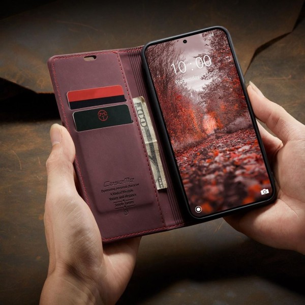 Чохол-книжка CaseMe Нубук для Xiaomi Redmi Note 15 Pro 5G бордовий