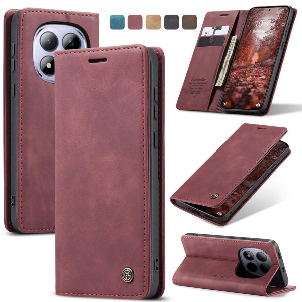 Чохол-книжка CaseMe Нубук для Xiaomi Redmi Note 15 Pro 5G бордовий