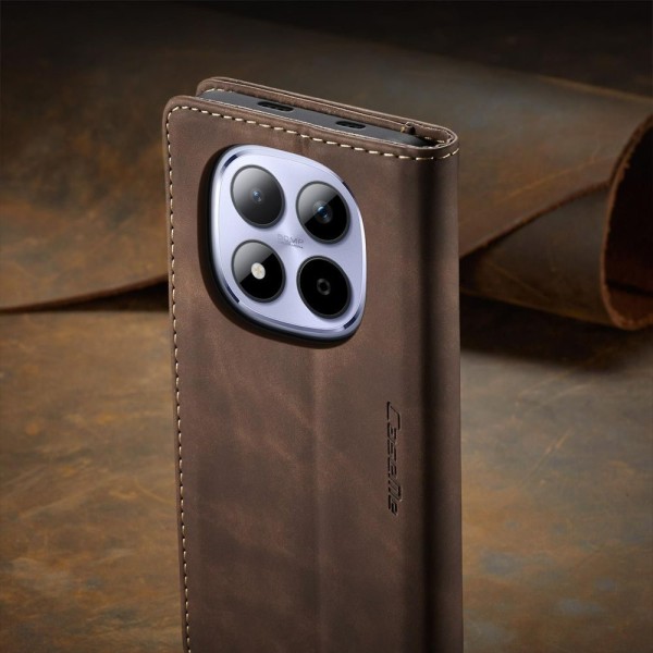 Чохол-книжка CaseMe Нубук для Xiaomi Redmi Note 15 Pro 5G темно-коричневий