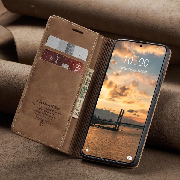 Чохол-книжка CaseMe Нубук для Xiaomi Redmi Note 15 Pro 5G світло-коричневий
