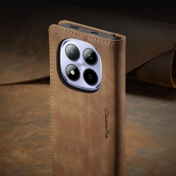 Чохол-книжка CaseMe Нубук для Xiaomi Redmi Note 15 Pro 5G світло-коричневий