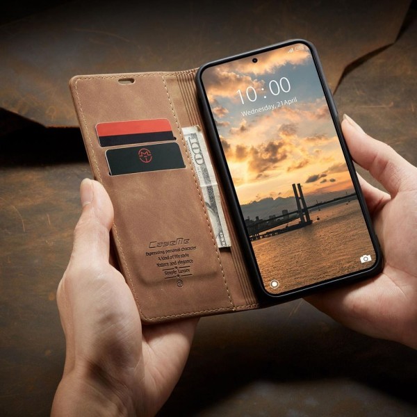 Чохол-книжка CaseMe Нубук для Xiaomi Redmi Note 15 Pro 5G світло-коричневий