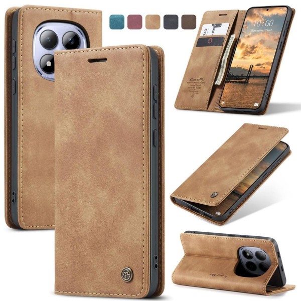 Чохол-книжка CaseMe Нубук для Xiaomi Redmi Note 15 Pro 5G світло-коричневий