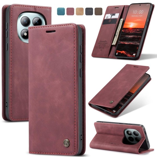 Чохол-книжка CaseMe Нубук для Xiaomi Redmi Note 15 Pro+ 5G бордовий