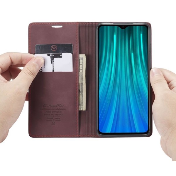 Чохол-книжка CaseMe Нубук для Xiaomi Redmi Note 8 Pro бордовий