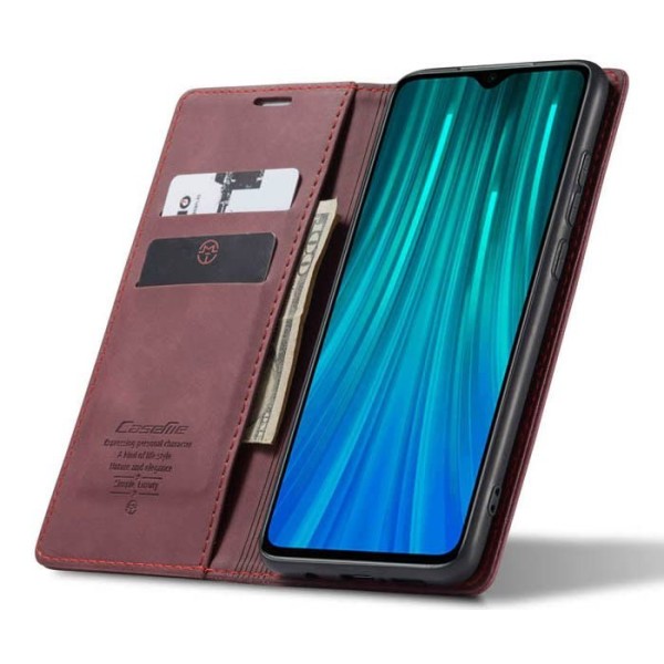 Чохол-книжка CaseMe Нубук для Xiaomi Redmi Note 8 Pro бордовий