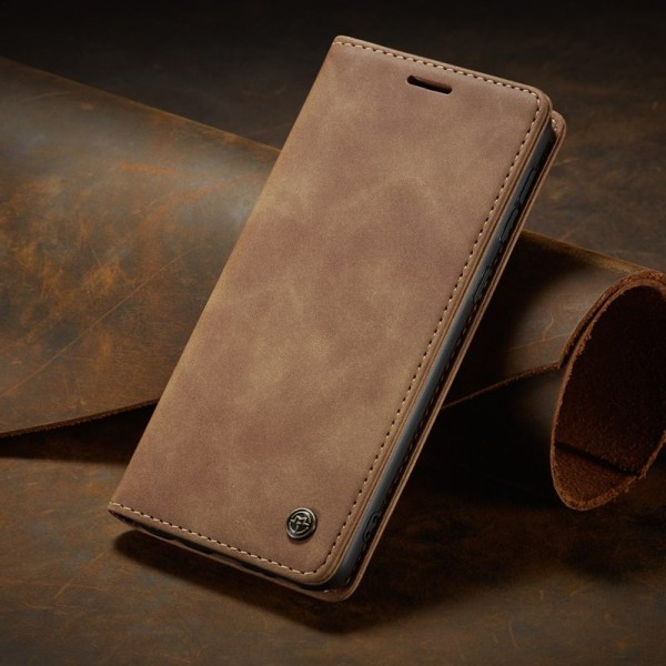 Чохол-книжка CaseMe Нубук для Xiaomi Redmi Note 9 світло-коричневий