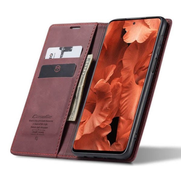 Чохол-книжка CaseMe Нубук для Xiaomi Redmi Note 9s бордовий