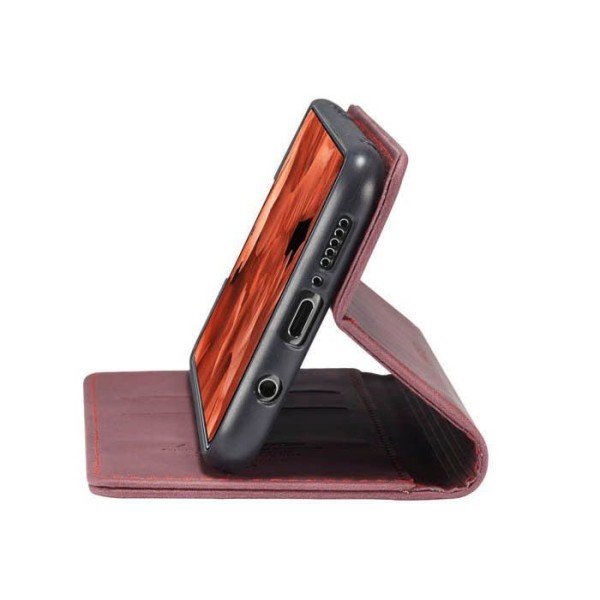 Чохол-книжка CaseMe Нубук для Xiaomi Redmi Note 9s бордовий