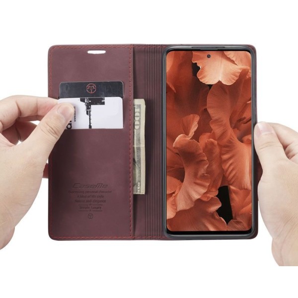 Чохол-книжка CaseMe Нубук для Xiaomi Redmi Note 9s бордовий