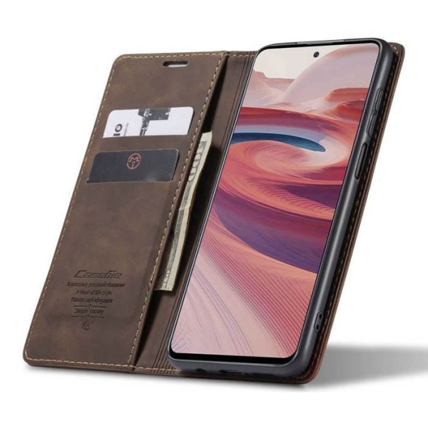 Чохол-книжка CaseMe Нубук для Xiaomi Redmi Note 9s темно-коричневий