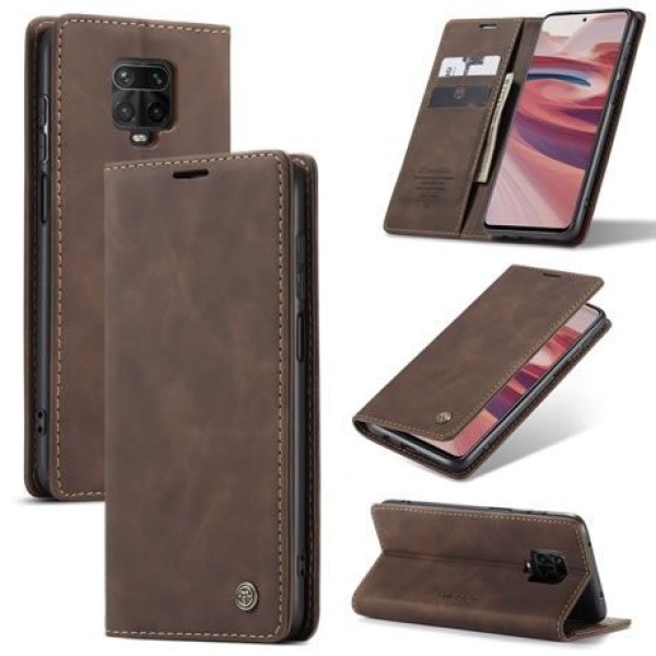 Чохол-книжка CaseMe Нубук для Xiaomi Redmi Note 9s темно-коричневий
