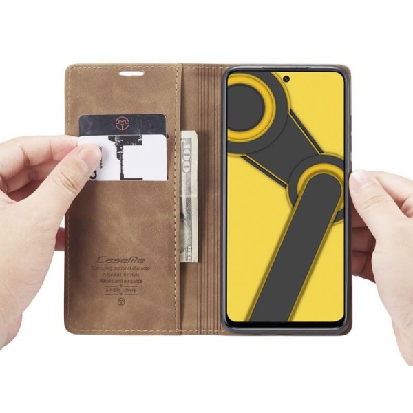 Чохол-книжка CaseMe Нубук для Xiaomi Redmi Note 9s світло-коричневий