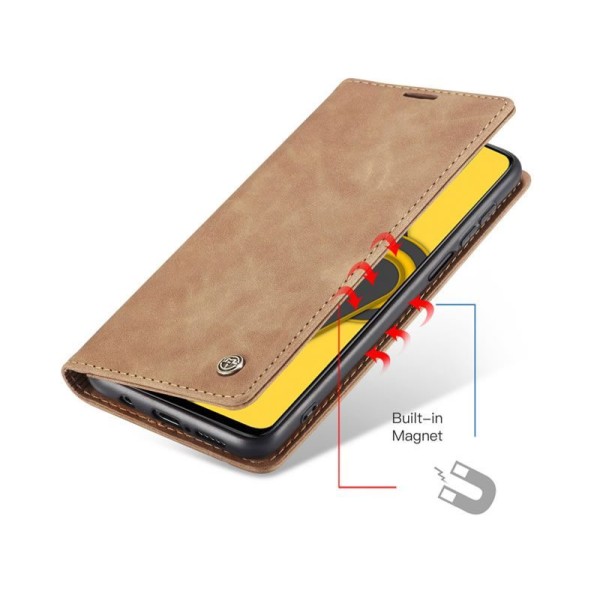 Чохол-книжка CaseMe Нубук для Xiaomi Redmi Note 9s світло-коричневий