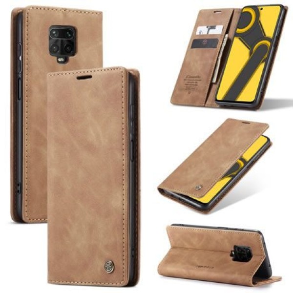 Чохол-книжка CaseMe Нубук для Xiaomi Redmi Note 9s світло-коричневий