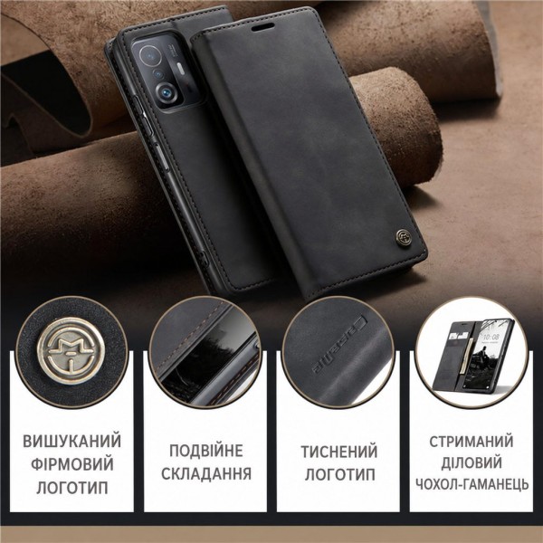 Чохол-книжка CaseMe Нубук для Xiaomi 11T/Pro чорний