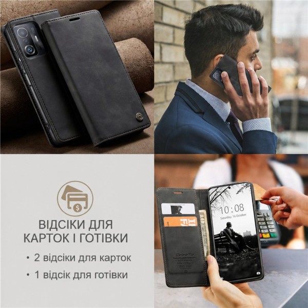 Чохол-книжка CaseMe Нубук для Xiaomi 11T/Pro чорний
