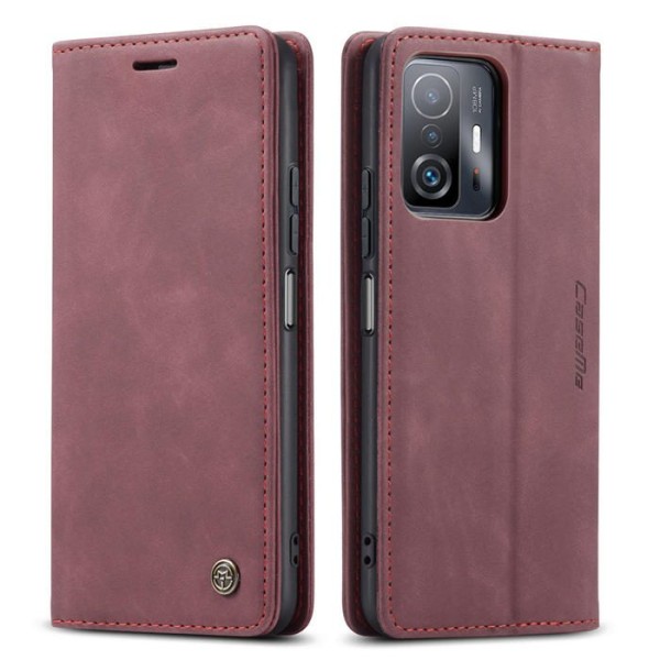 Чохол-книжка CaseMe Нубук для Xiaomi 11T/Pro бордовий