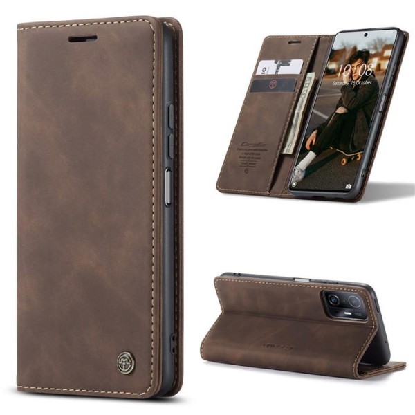 Чохол-книжка CaseMe Нубук для Xiaomi 11T/Pro темно-коричневий