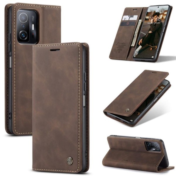 Чохол-книжка CaseMe Нубук для Xiaomi 11T/Pro темно-коричневий