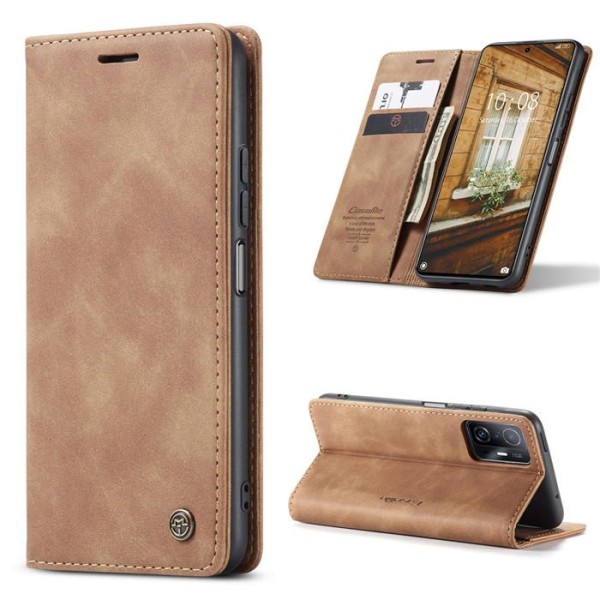 Чохол-книжка CaseMe Нубук для Xiaomi 11T/Pro світло-коричневий