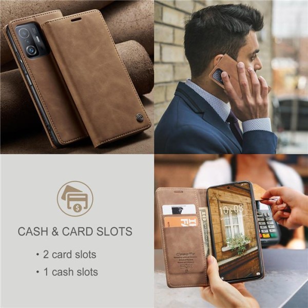 Чохол-книжка CaseMe Нубук для Xiaomi 11T/Pro світло-коричневий
