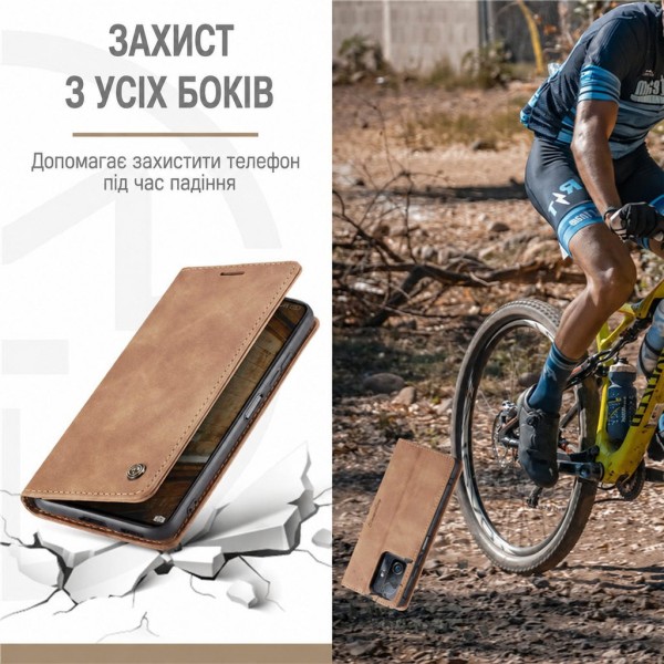 Чохол-книжка CaseMe Нубук для Xiaomi 11T/Pro світло-коричневий