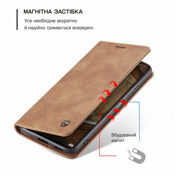 Чохол-книжка CaseMe Нубук для Xiaomi 11T/Pro світло-коричневий