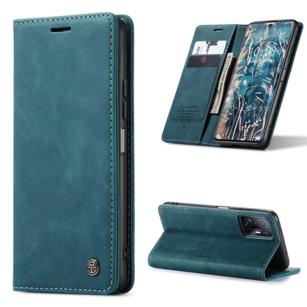 Чохол-книжка CaseMe Нубук для Xiaomi 11T/Pro бірюзовий